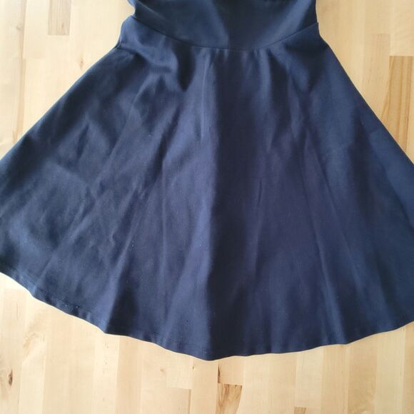 Lulus Lined Sleeveless Skater Dress Navy Blue, Stretch Twirl Party Dance Heart - Picture 8 of 12